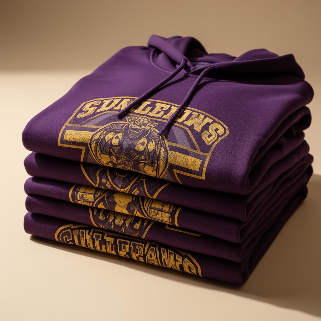 Custom purple and gold apparel